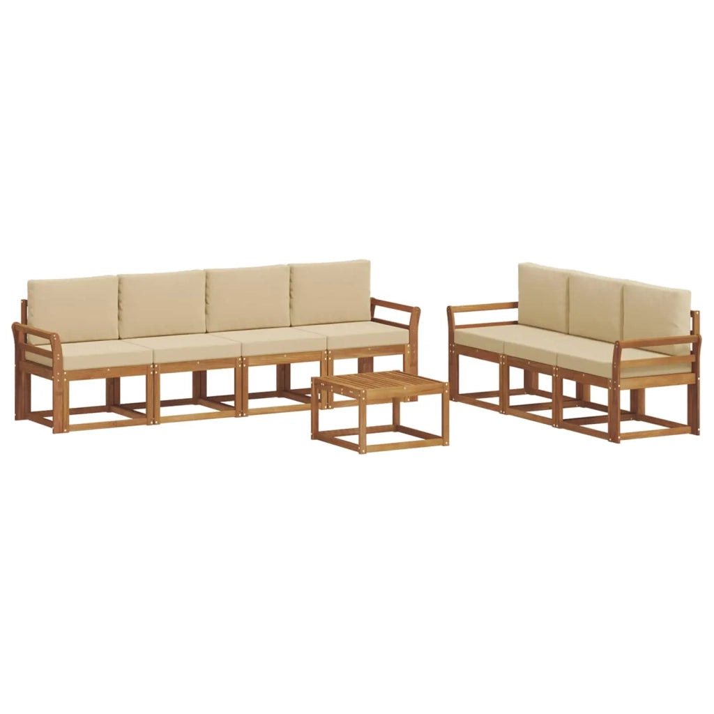 Set di divani da esterno con cuscino 8 pcs Naturale e Beige