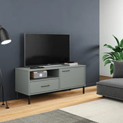 Mobile TV con Gambe-Credenza TV-Console TV Metallo Grigio Legno Massello di Pino OSLO 809288