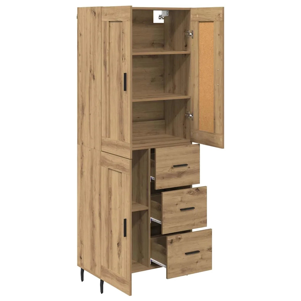 Credenza 2 pz-Set di 2 Buffet-Armadio da cucina Rovere artigianale Legno Stratificato e Vetro 216891