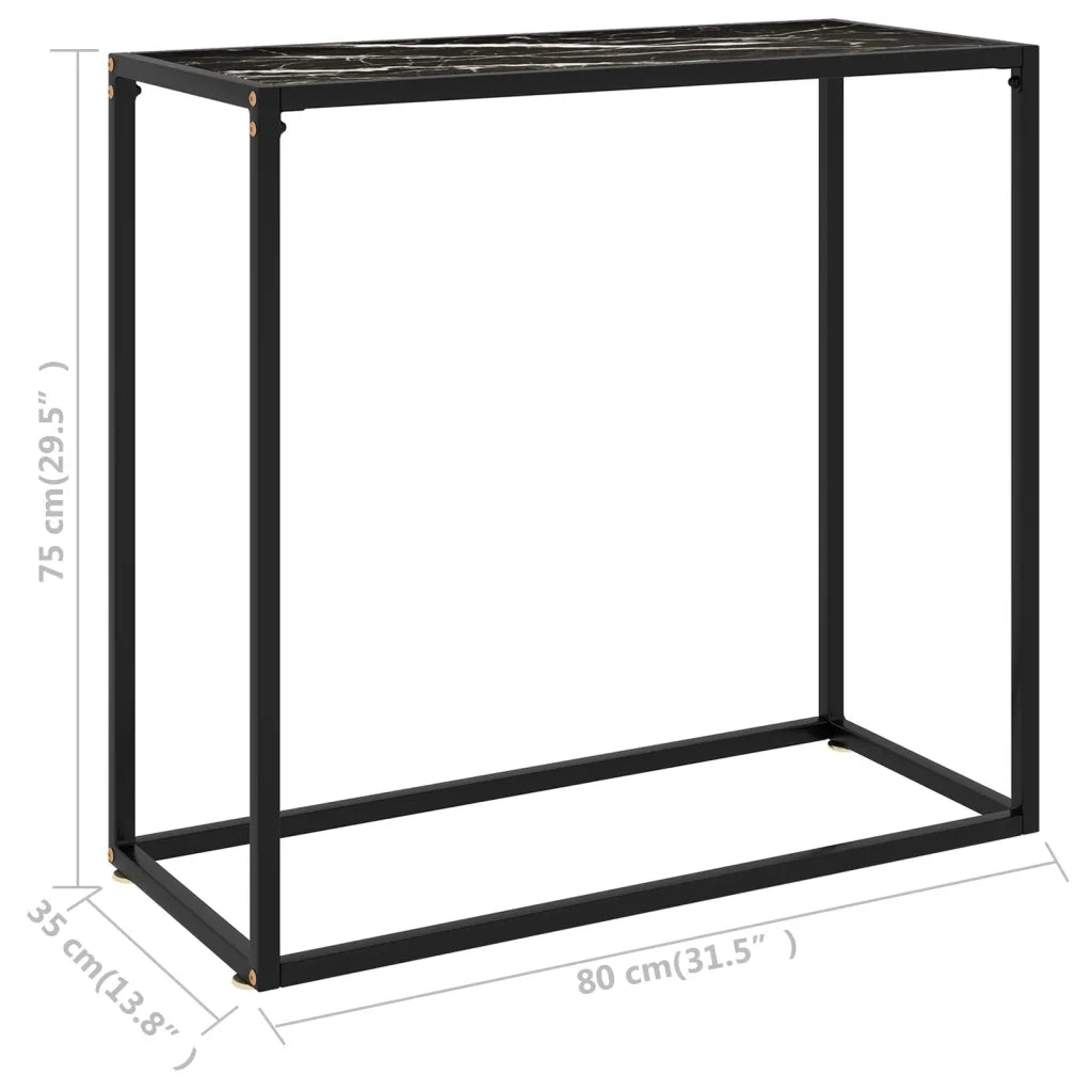 Tavolo Consolle | Tavolo d'Ingresso Nero 80x35x75 cm in Vetro Temperato