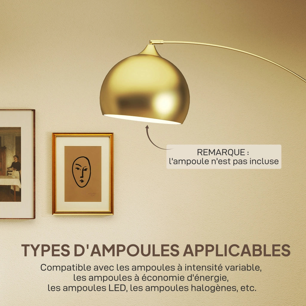 Lampada da Terra Arco ¨C Zephmum ¨C Dorato 40W E27 100-115x30x170-180 cm