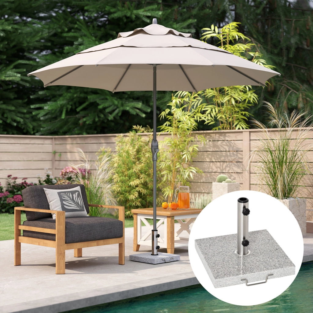 Base Per Ombrellone da Giardino in Marmo ¨C zephmum ¨C Grigio 40x40x36cm Peso 25kg