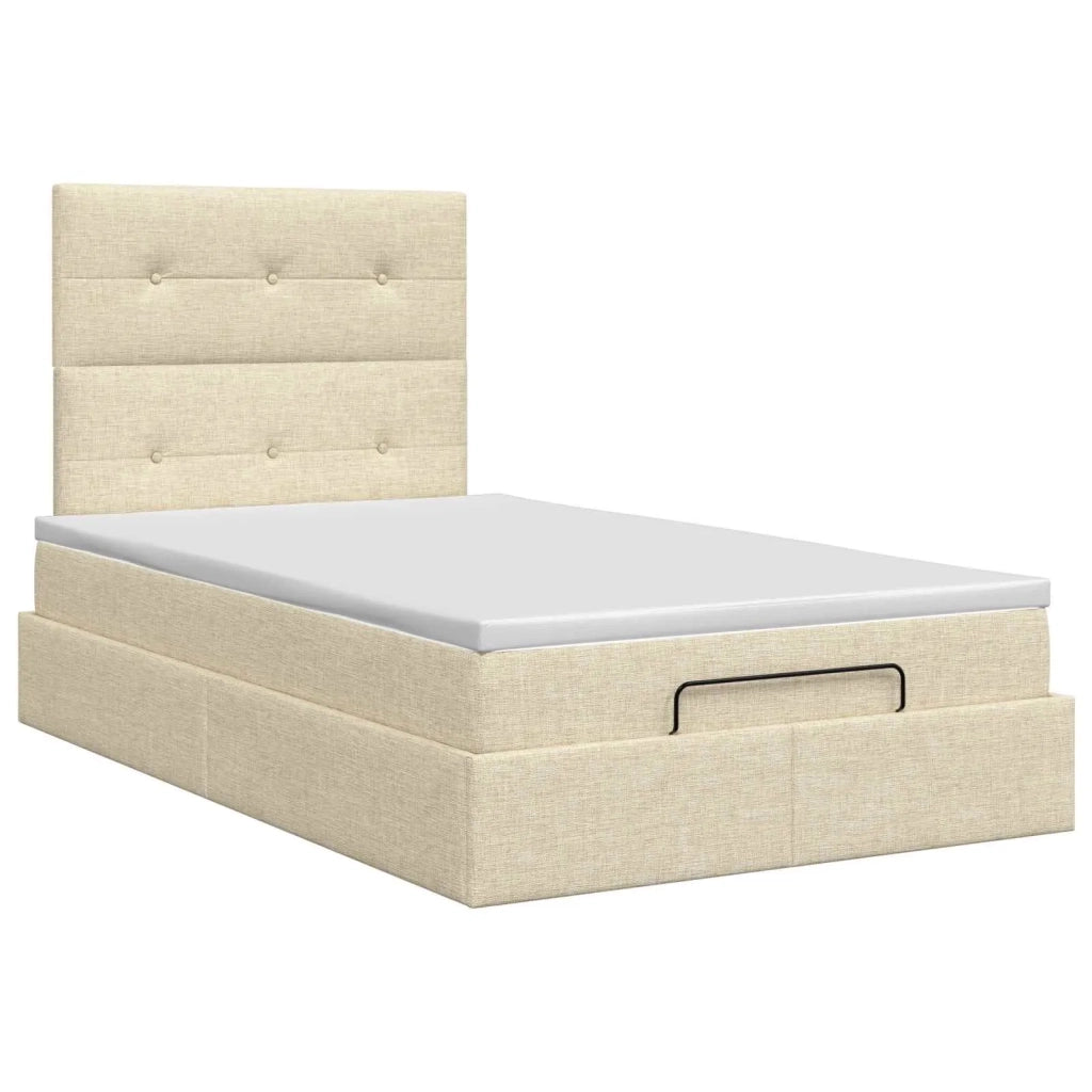 Letto ottomano con materasso Crema 120 x 190 cm Tessuto 3457478