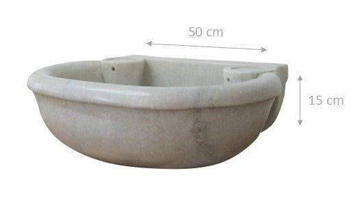 Biscottini Lavandino in marmo bianco L50xPR40xH15 cm Vasca realizzata completamente