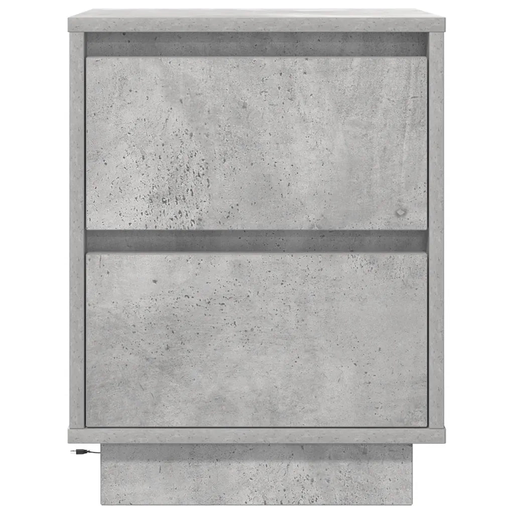 vidaXL Comodini con Luci a LED 2 pz Grigio Cemento 38x34x50 cm