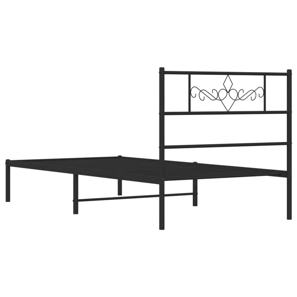 Giroletto con Testiera-Struttura Letto con testiera in Metallo Nero 90x200 cm 224776