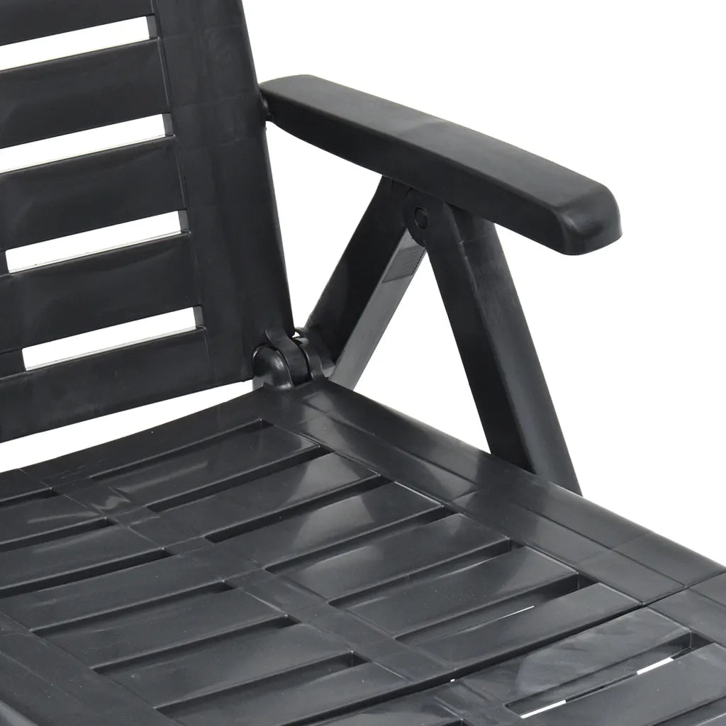 Lettino Prendisole Pieghevole in Plastica Antracite 48756
