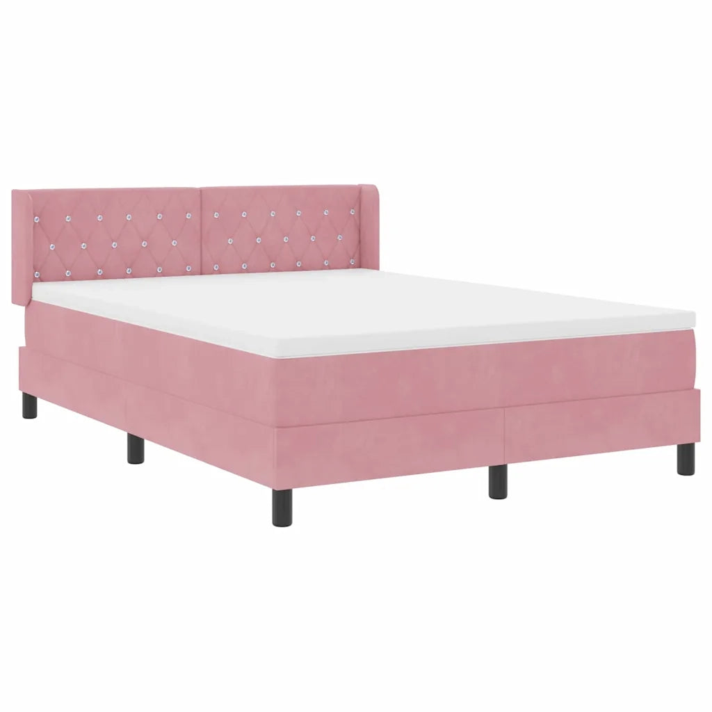 Letto a molle con testiera Rosa 200 x 140 cm Velluto 3341419