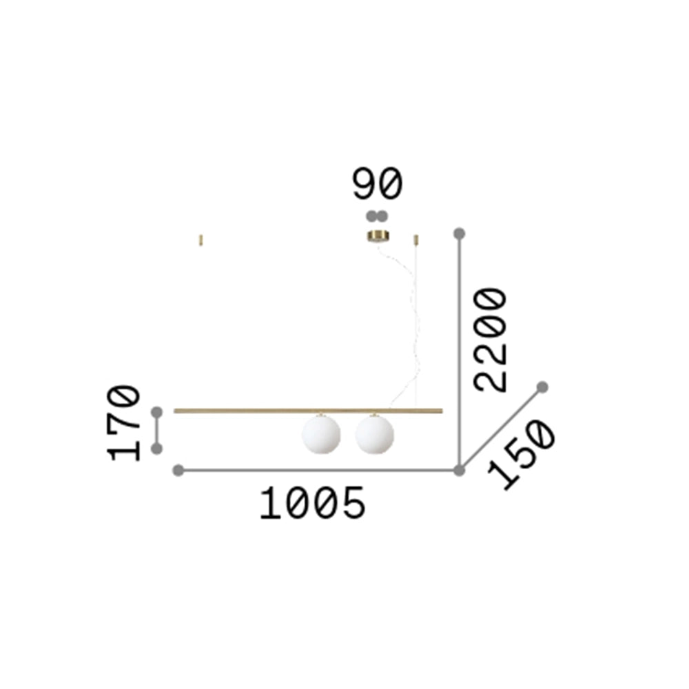 Sospensione Contemporanea Perline Metallo Ottone 2 Luci G9 3W 3000K Luce Calda