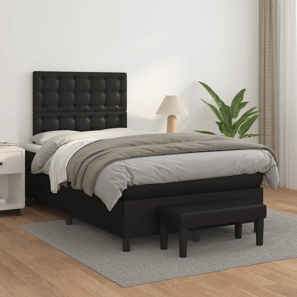 Giroletto a Molle con Materasso Nero 120x190 cm in Similpelle 3270451