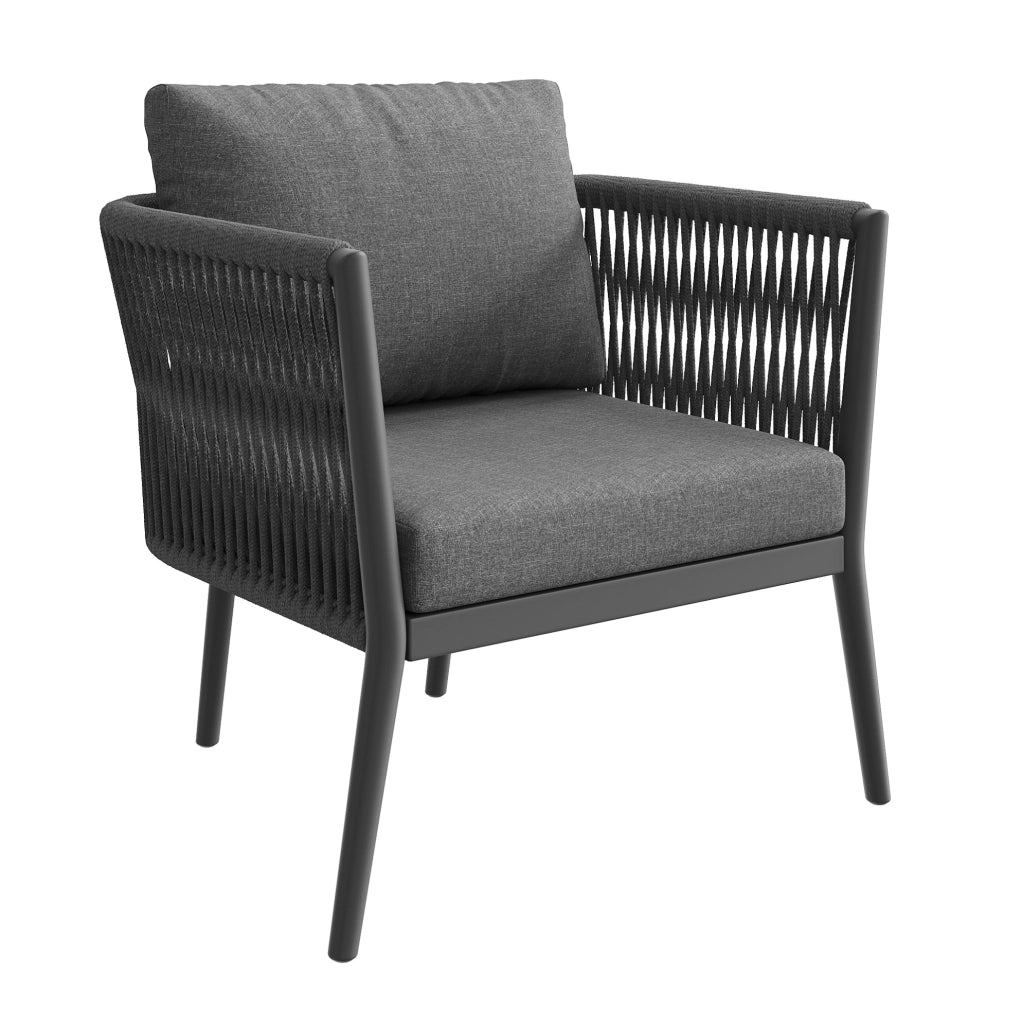 Set salotto da giardino modulare; schienale ergonomico; metallo e olefina grigio