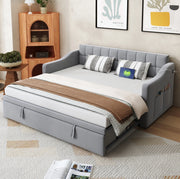 Letto imbottito 90x190 cm estraibile in velluto grigio chiaro