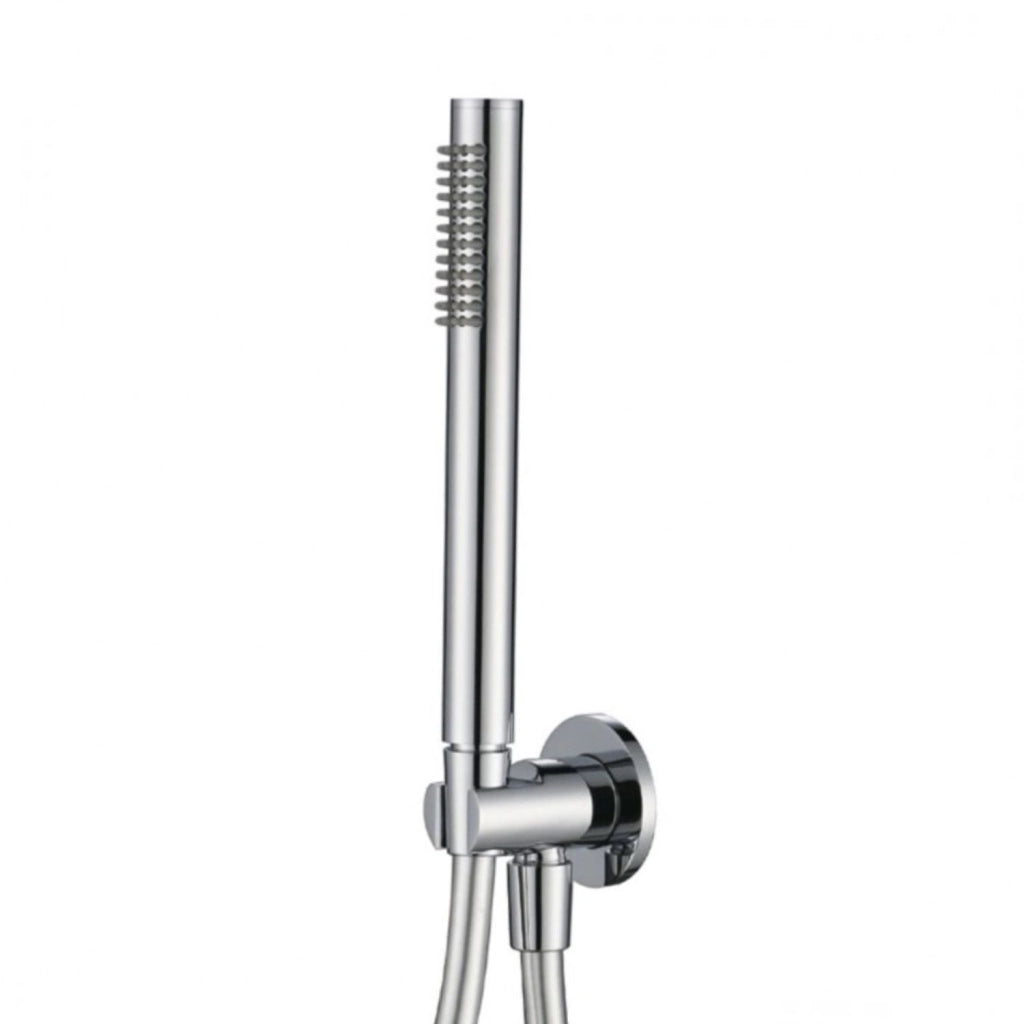 Kit set doccia ottone cromato completo di supporto presa acqua con flessibile e doccetta tondo *** confezione 1