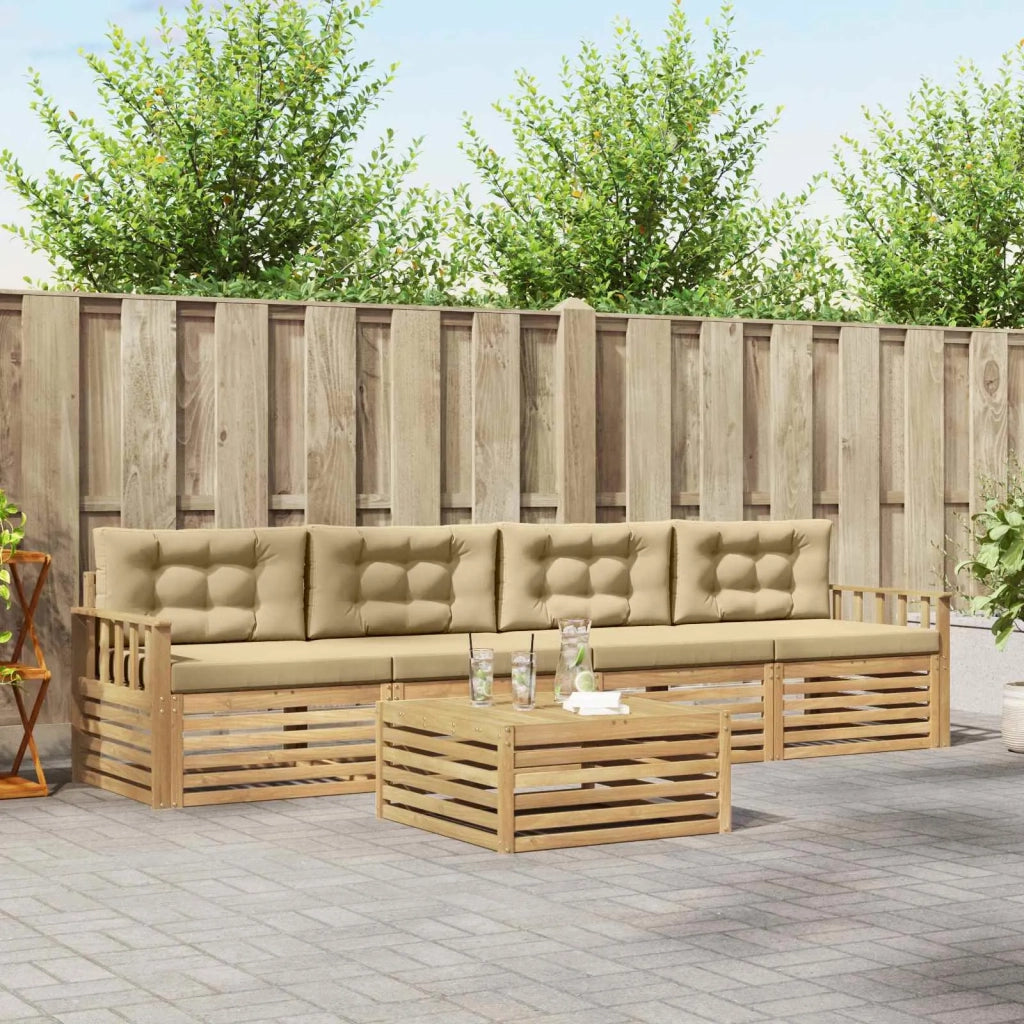 Set di divani da esterno 5 pz Bianco e Beige 3389998