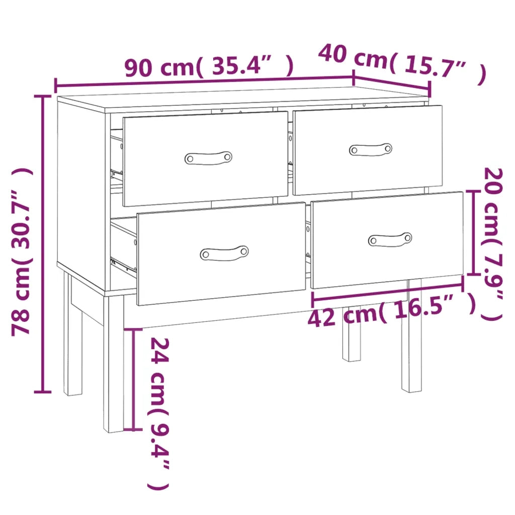 Tavolo Consolle Ambra 90x40x78 cm in Legno Massello di Pino 821742