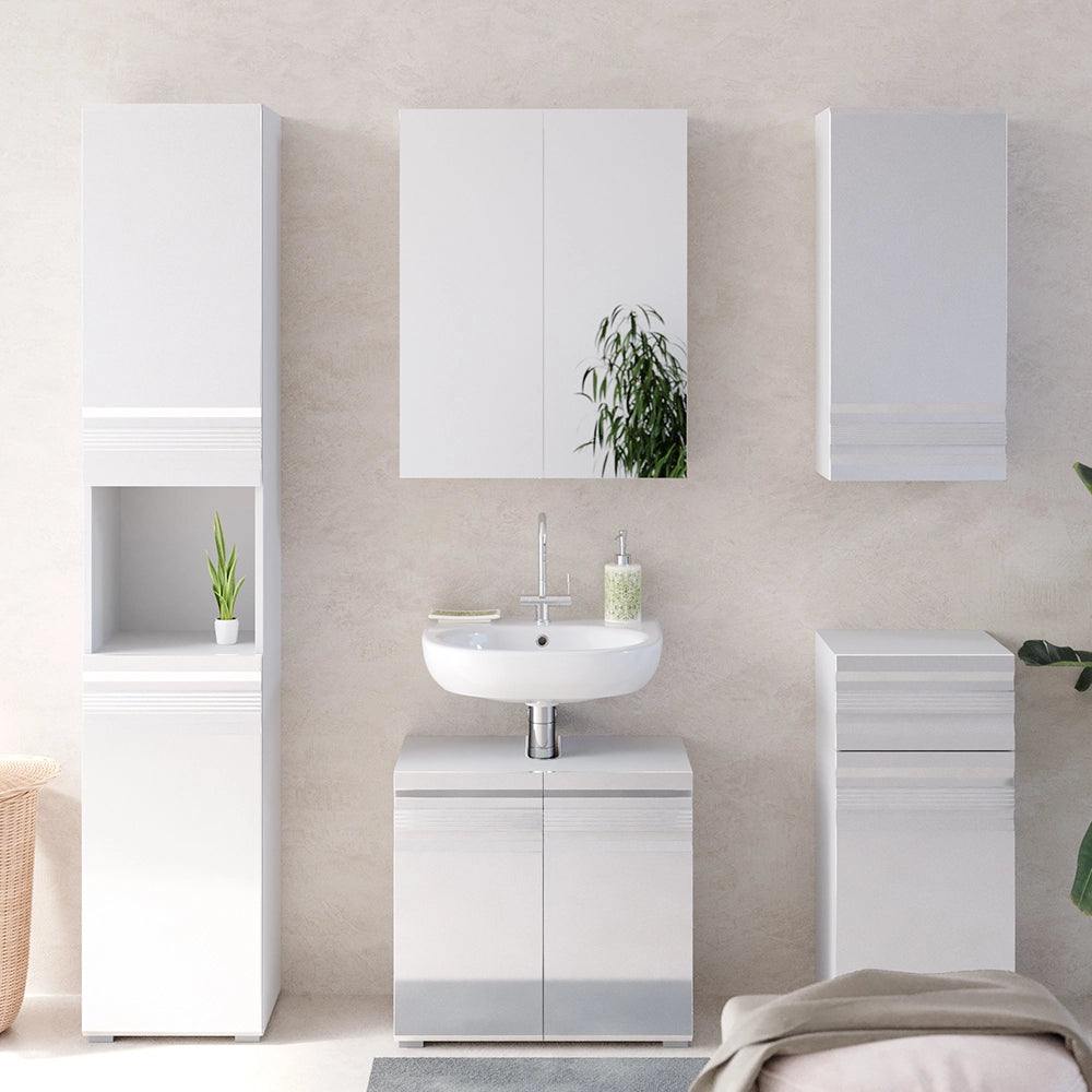 Vicco Set mobili bagno Bianco lucido 5 parti