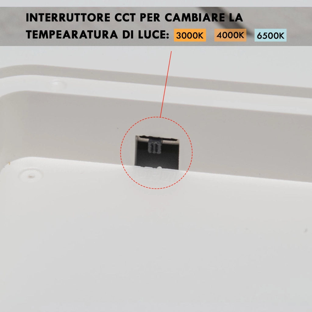 Plafoniera quadrata sottile design moderno LED 45W CCT IP40 lampada slim soffitto luce bagno cucina ufficio 45cm