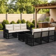 Set Divano da Giardino 7 pz Nero e Bianco Crema polyrattan 3436747