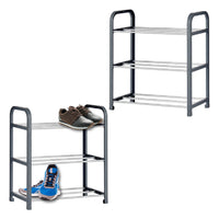 Porta Scarpe 2pz con 3 Ripiani in Metallo e Plastica Organizer Scarpe Salvaspazio