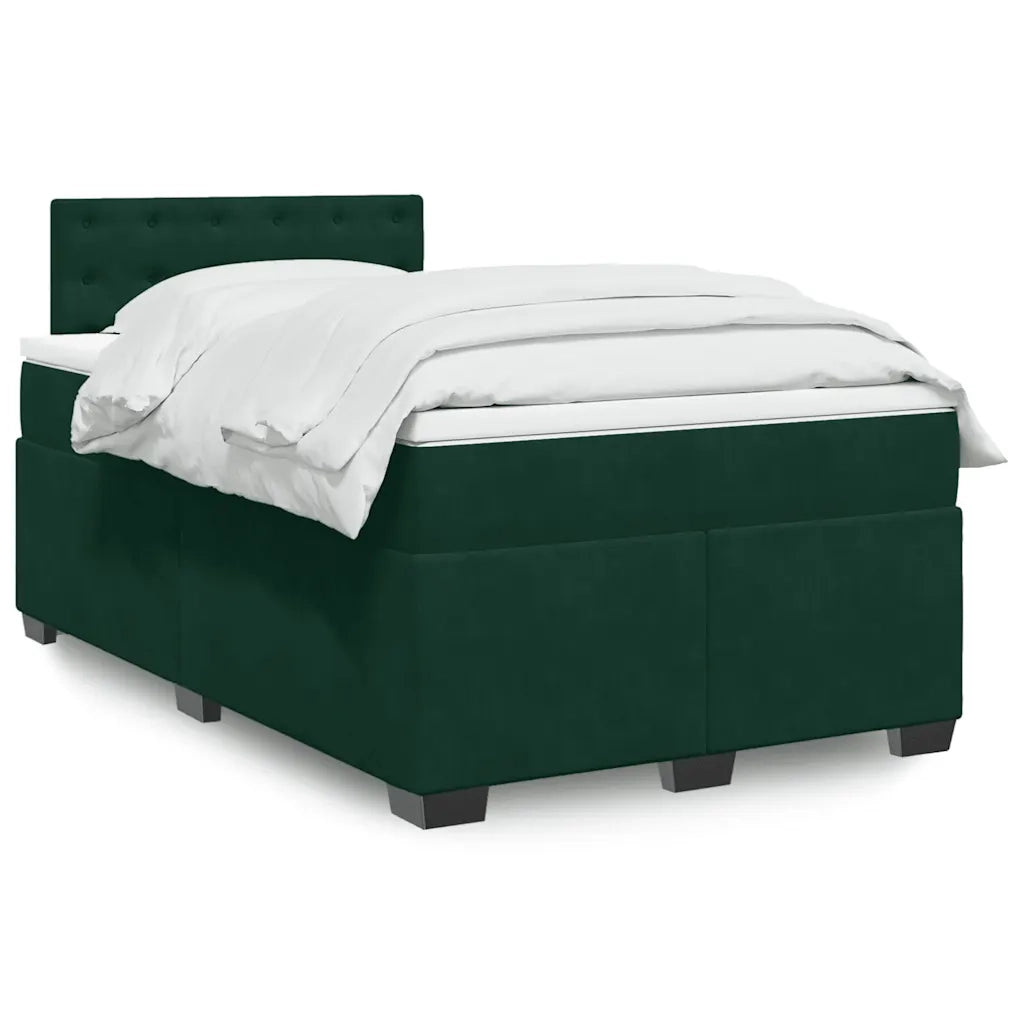 Giroletto a Molle con Materasso Verde Scuro 120x190 cm Velluto