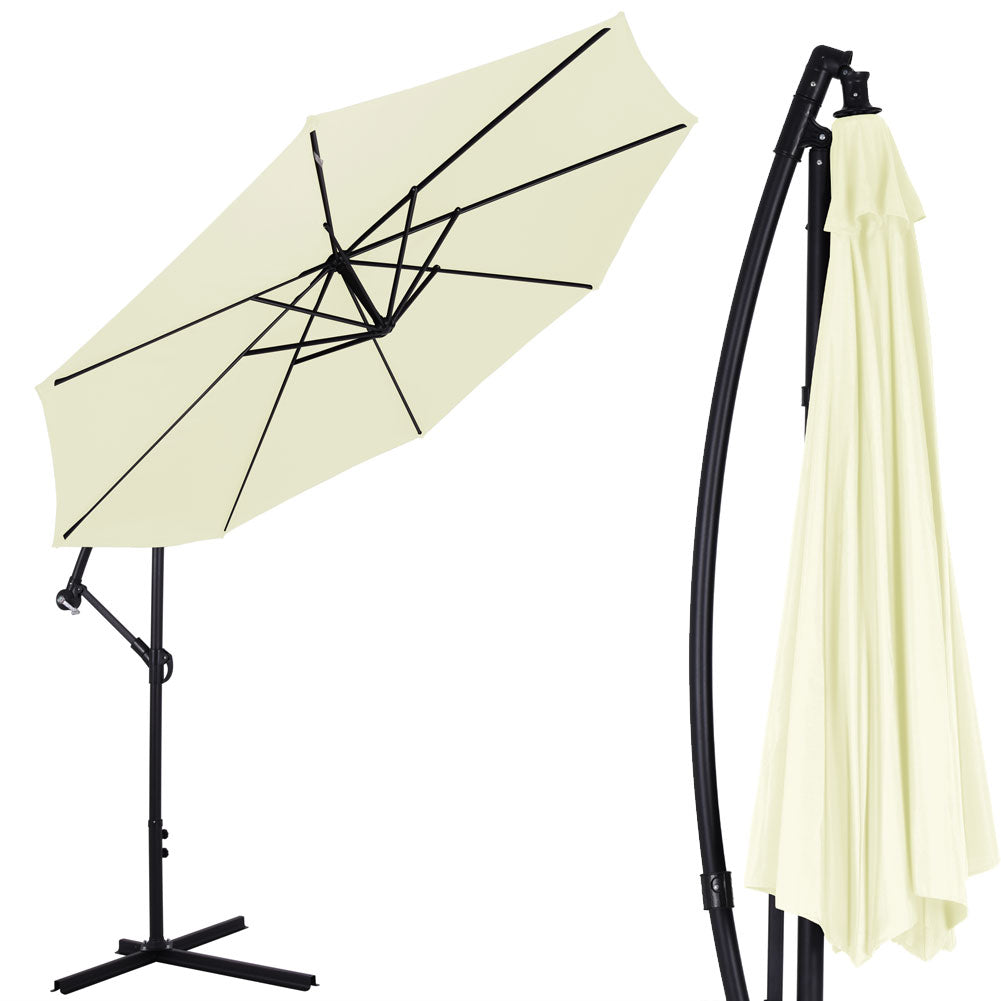 Ombrellone Giardino Decentrato 3x3 Mt Beige Palo Alluminio Gazebo Piscina