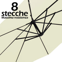 Ombrellone Giardino Decentrato 3x3 Mt Beige Palo Alluminio Gazebo Piscina