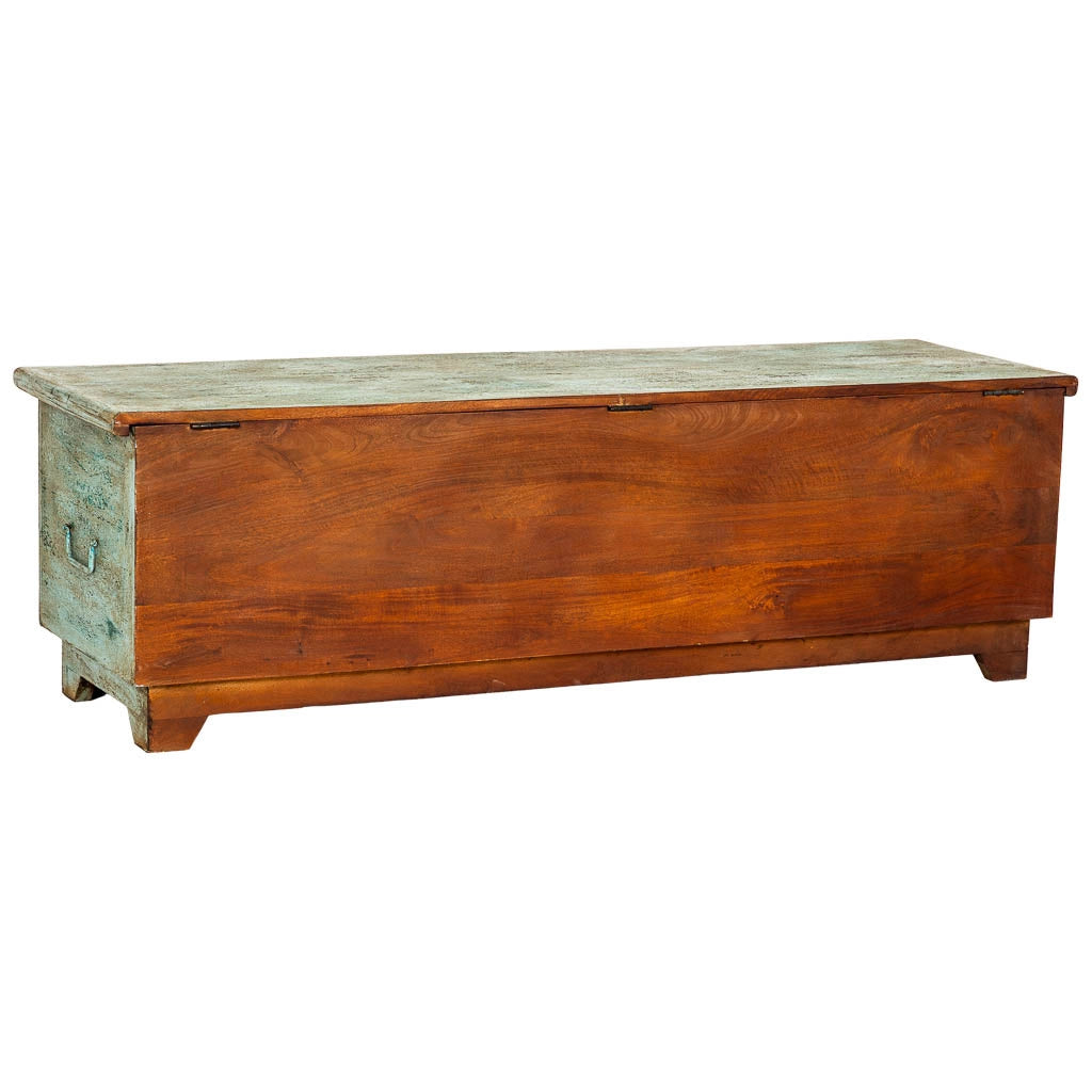 Bauletto artigianale in legno blu 150x45x46h cm