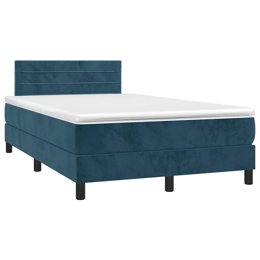 Letto a Molle con Materasso e LED Blu Scuro 120x190 cm in Velluto 3270163