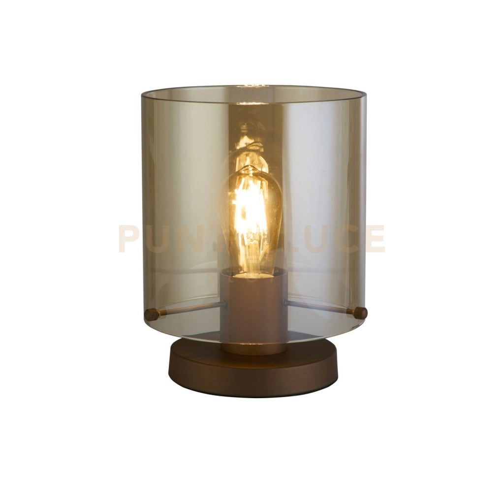 Lampada da tavolo Sweden 1Lt, metallo moka con vetro ambra
