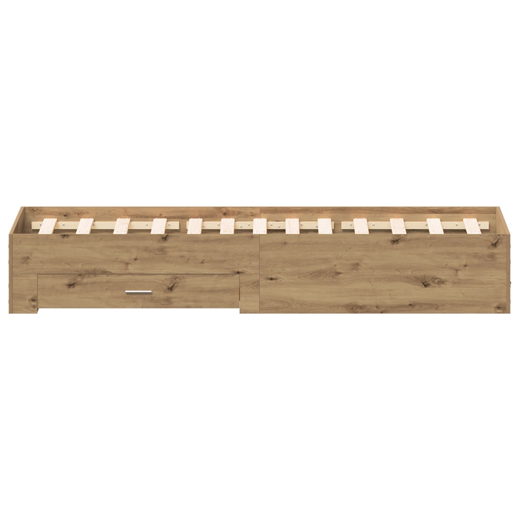 Rete Letto con Cassetti Rovere Artigianale 120x200 cm Legno Ingegnerizzato