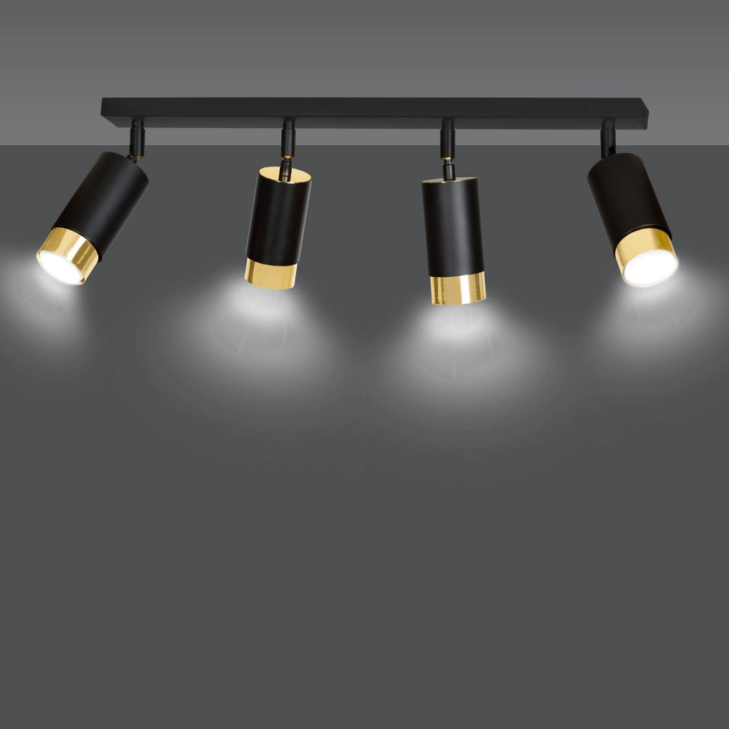 Plafoniera Emibig HIRO 4xGU10 metallo nero/ottone 60cm