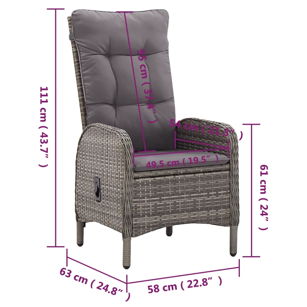 Set Pranzo da Giardino 11pz in Polyrattan Grigio 3058558