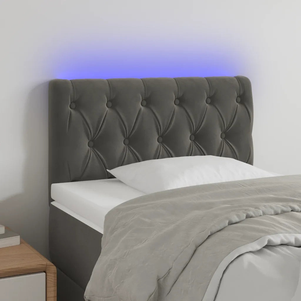 Testiera | Testata a LED Grigio Scuro 80x7x78/88 cm in Velluto