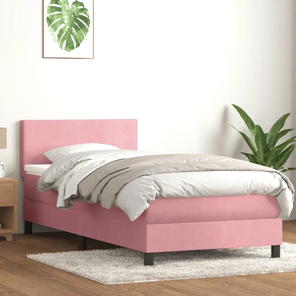 vidaXL Giroletto a Molle con Materasso Rosa 90x220 cm Velluto
