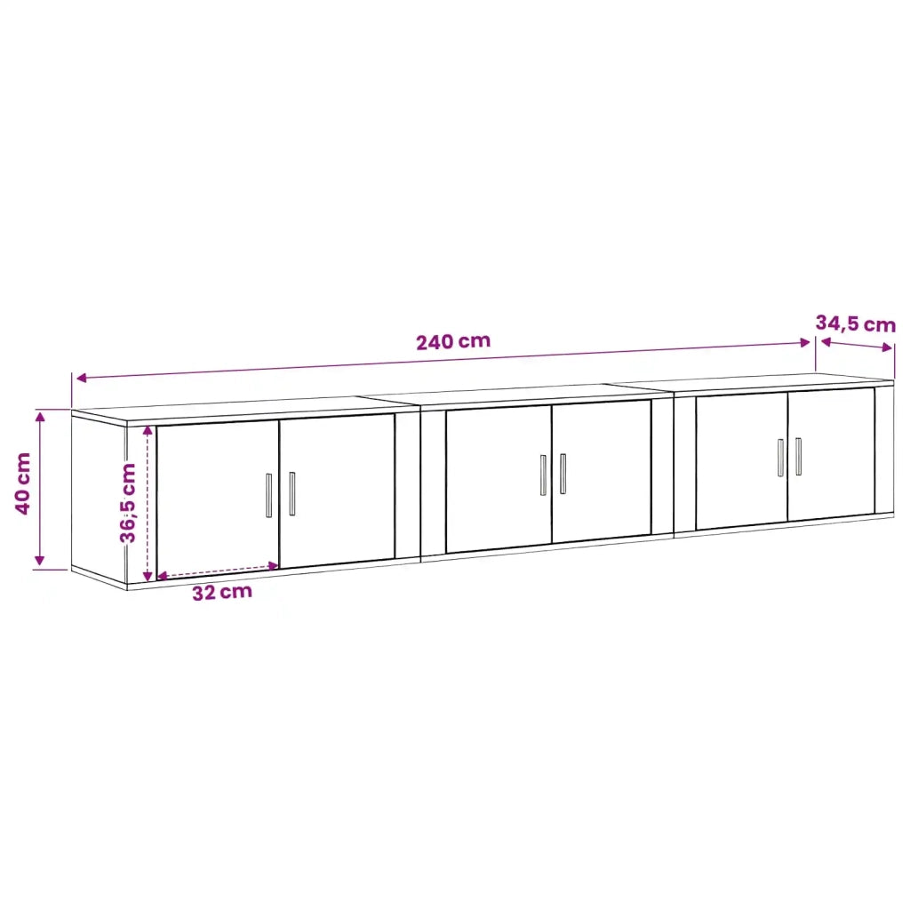 Set Mobile TV da Parete 3 pcs Rovere artigianale 3415582