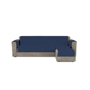 Copridivano Trapuntato con Penisola Destra Seduta 190 cm in Microfibra Blu Scuro