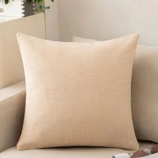 Pacco di 2 coprispalliera, coprispalliera di cotone e lino per divano, divano letto, salotto, casa, coprispalliera di tessuto liscio (40*40cm) - Bianco sporco