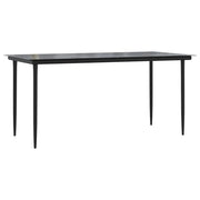 Tavolo Pranzo Giardino | Tavolino da esterno Nero 160x80x74 Acciaio e Vetro Temperato