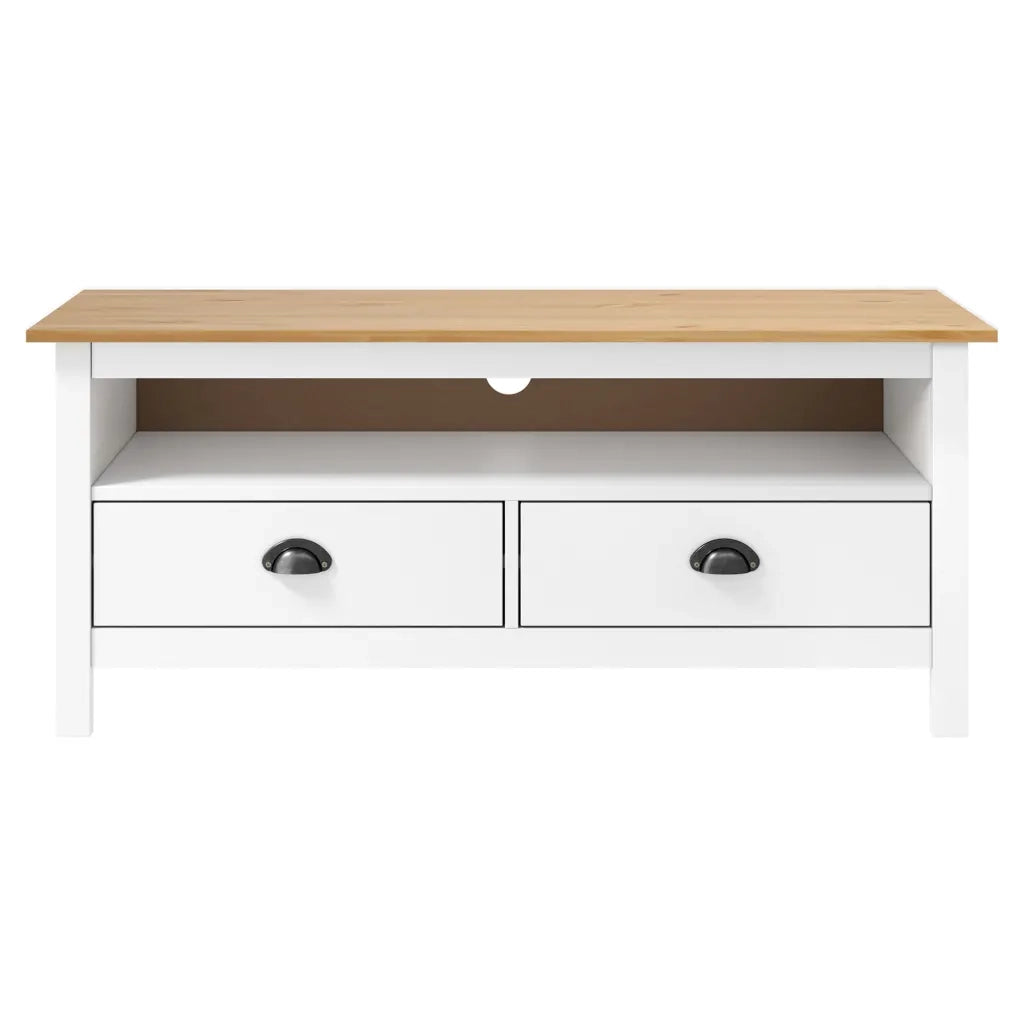 Mobile Porta TV Hill Bianco 110x40x47 cm in Legno di Pino 288926