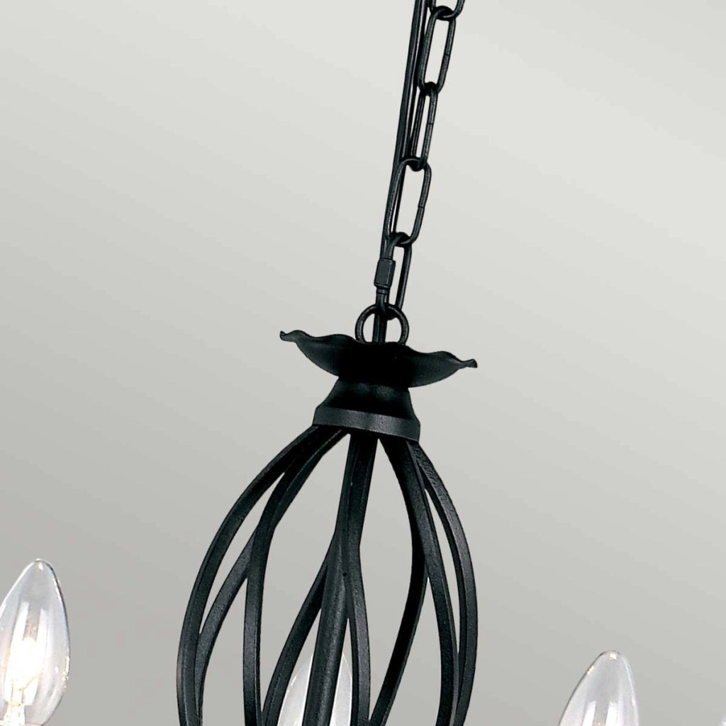 Lampadario Artisan nero, struttura artigianale 5xE14 Elstead