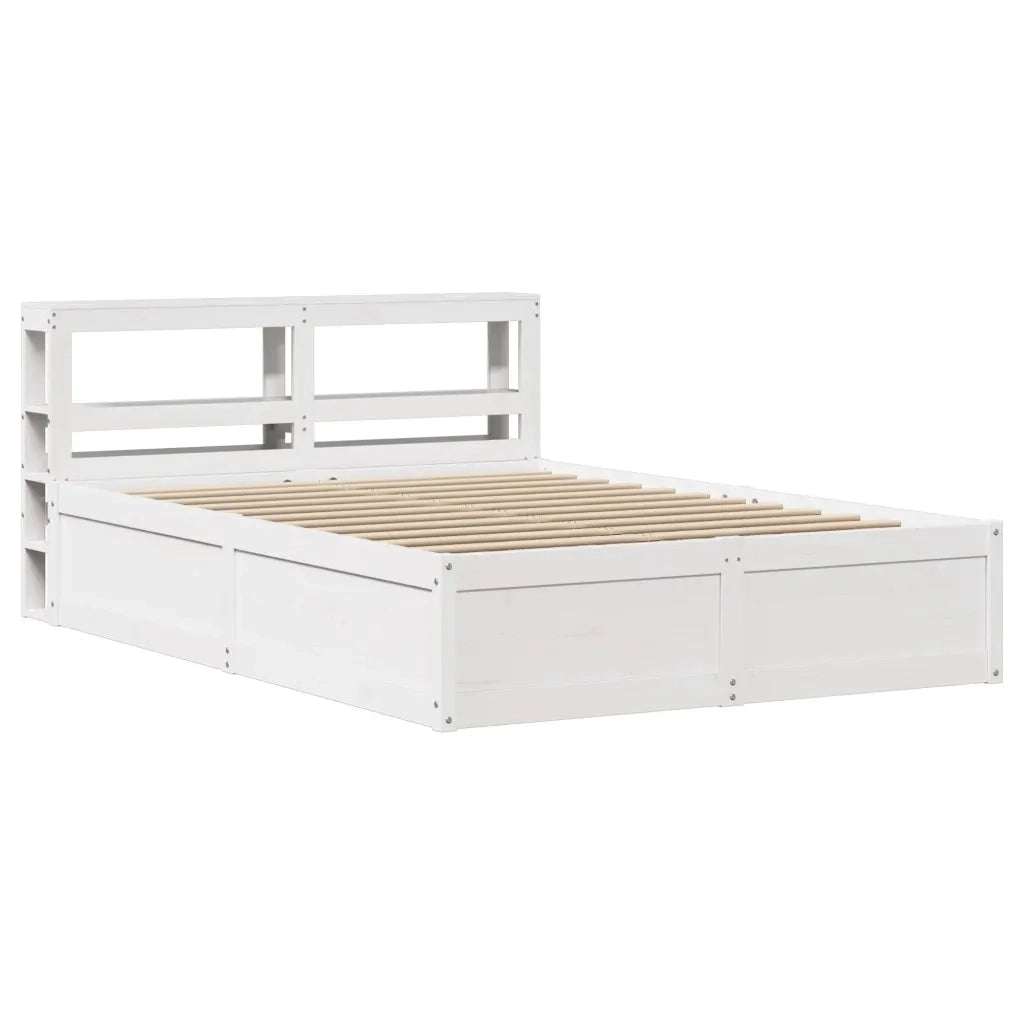 Giroletto con Testiera Bianco 120x190 cm Legno Massello di Pino 3306361