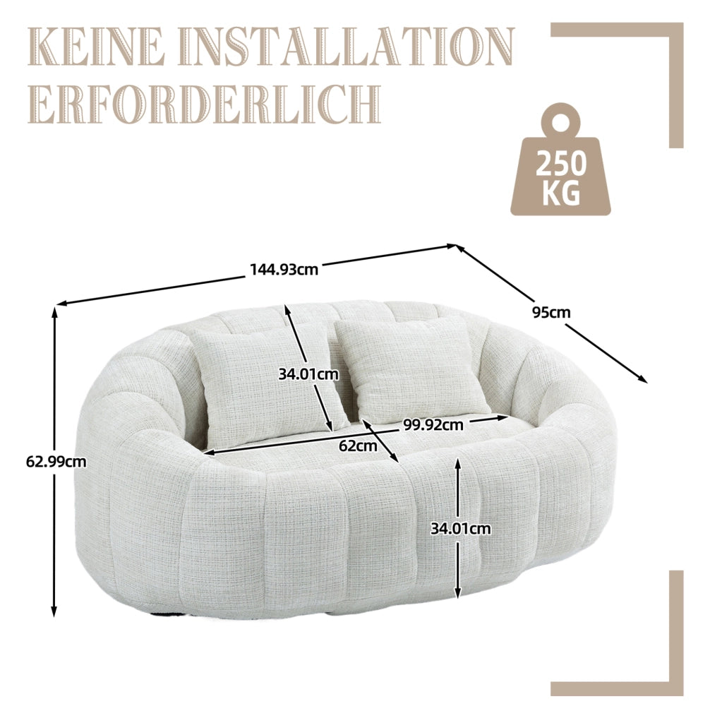 Divano lounge in ciniglia beige 150x95x63 cm