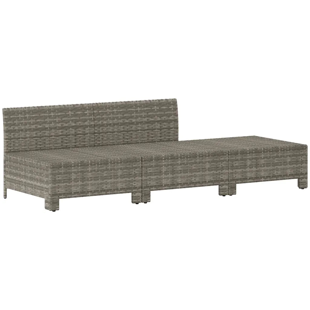 Set da giardino 3 pezzi con cuscini grigio in polyrattan 362692