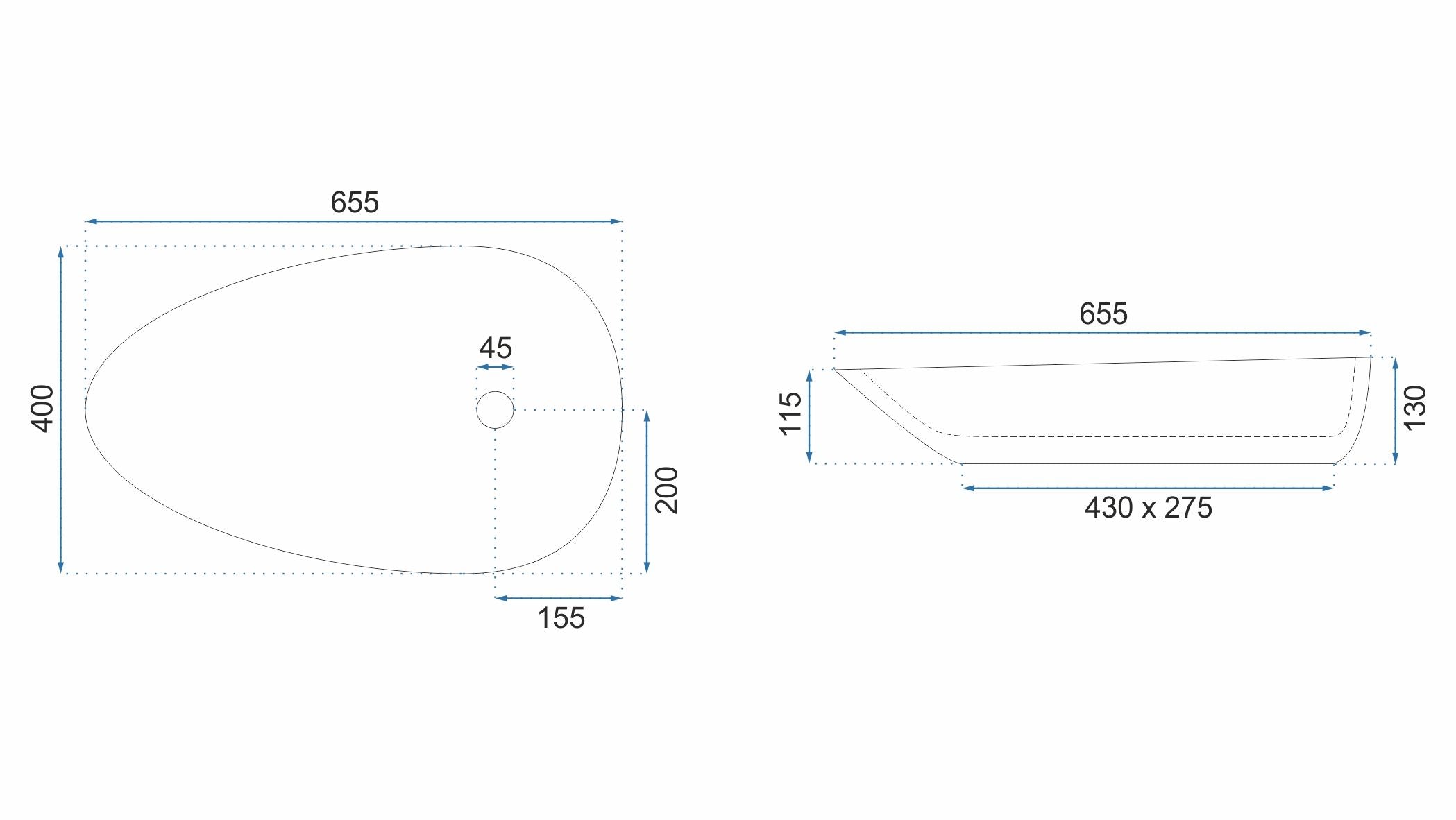 Lavabo Da Appoggio Rea Greta 65