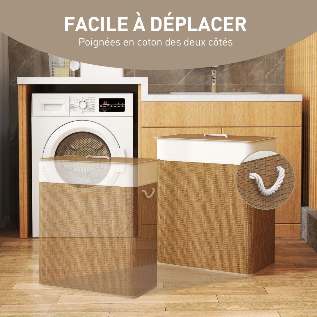 Cestino per il bucato in bamb¨´ con coperchio ¨C zephmum ¨C 100 L