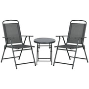 SET DA GIARDINO 3 PEZZI CON 2 SEDIE 53.5X64X93 CM E TAVOLINO DA CAFFÞ Ï45X50 CM, IN METALLO, GRIGIO SCURO