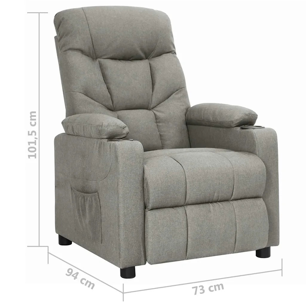 Divano Sedia-Poltrona Reclinabile in Tessuto Grigio Chiaro 761572