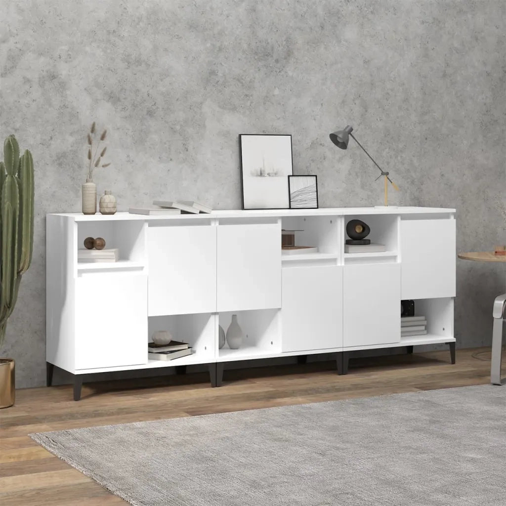 Credenze 3pz | Madia | Buffet da pranzo | Armadio da pranzo Bianche 60x35x70 cm in Legno Multistrato
