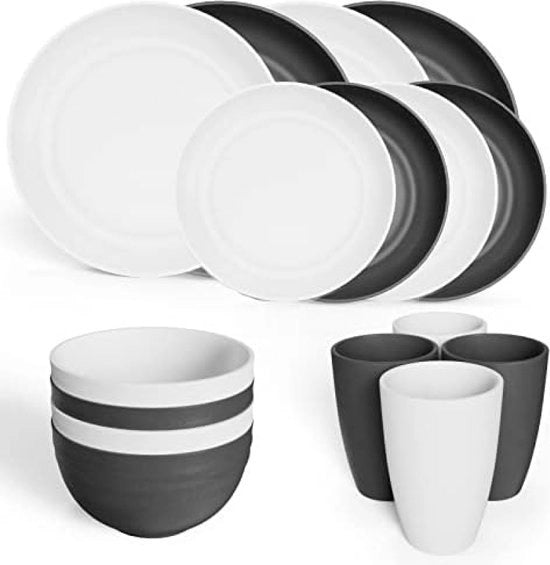 Set di Cucina per Campeggio 4 pezzi, Piatti e Scodelle, Magnetron Sicuro, Resistenti al Lavastoviglie, Set di Cucina per Campeggio per la Cucina, RV (multicolore)