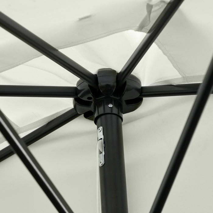 Mezzo Ombrellone da Giardino 230x130x249 cm in Metallo e Poliestere Crema